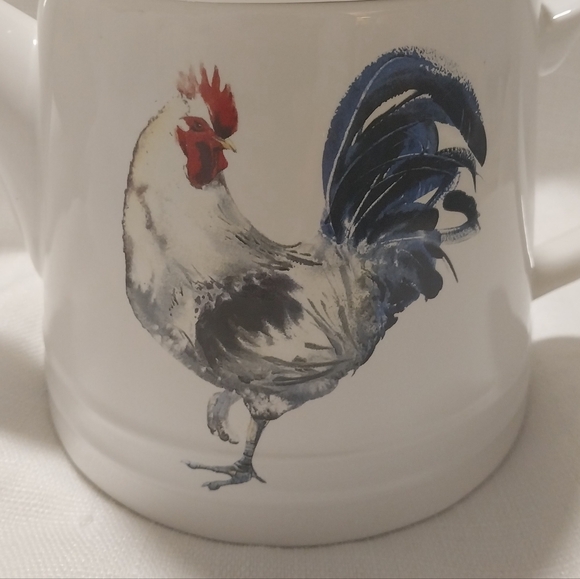 Grace Fine Ceramic White Rooster Design Large Teapot - Picture 2 of 7